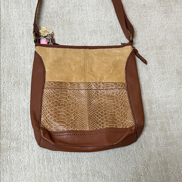 The Sak Brown and Tan Leather Crossbody Bag with charms - Picture 2 of 4